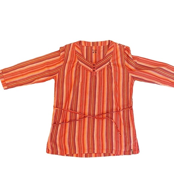Columbia V Neck Orange Striped Top - Picture 1 of 12